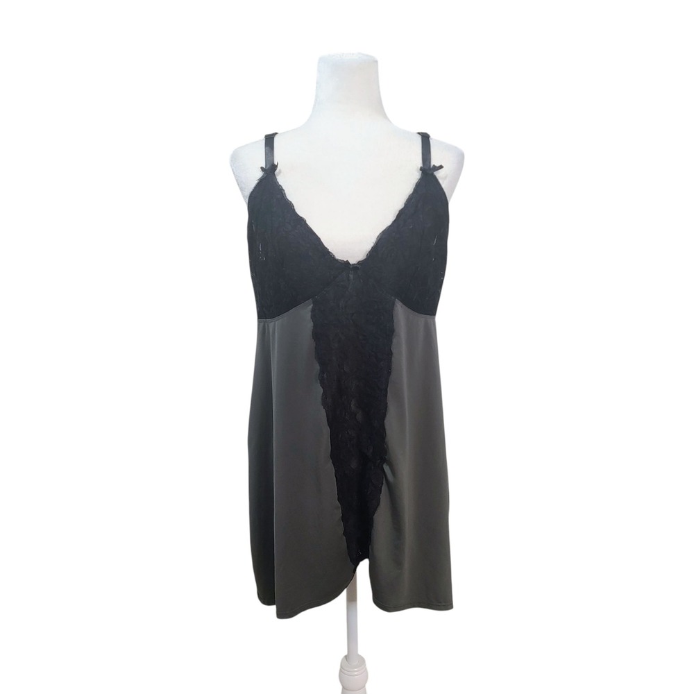 Torrid Gray Lace Trim Babydoll Slip Nightie Plus Size Curvy Sexy Boudoir 2X - Picture 2 of 11